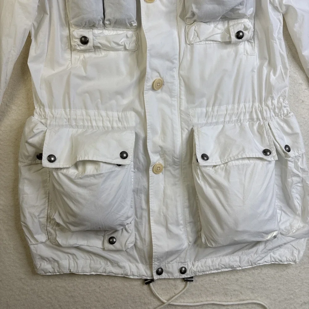 Ralph Lauren utility Jacket Men M White Field Military Hunting Stowaway hood Vtg
